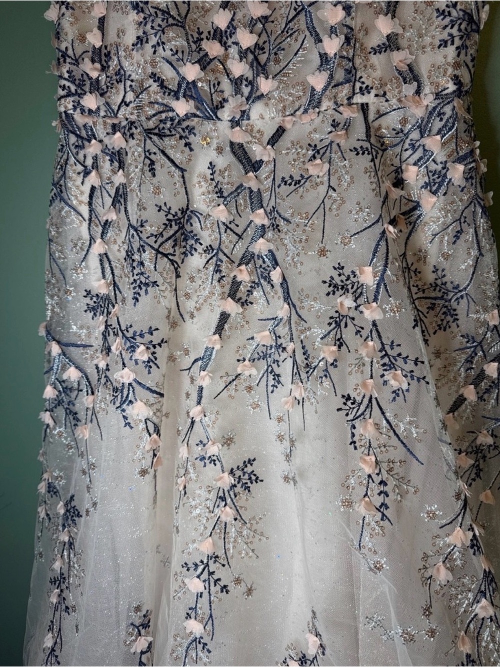 Teri Jon Rickie Freeman Pink Bridal Tulle Embroidered Gown Black Tie 6 Altered - Picture 3 of 10
